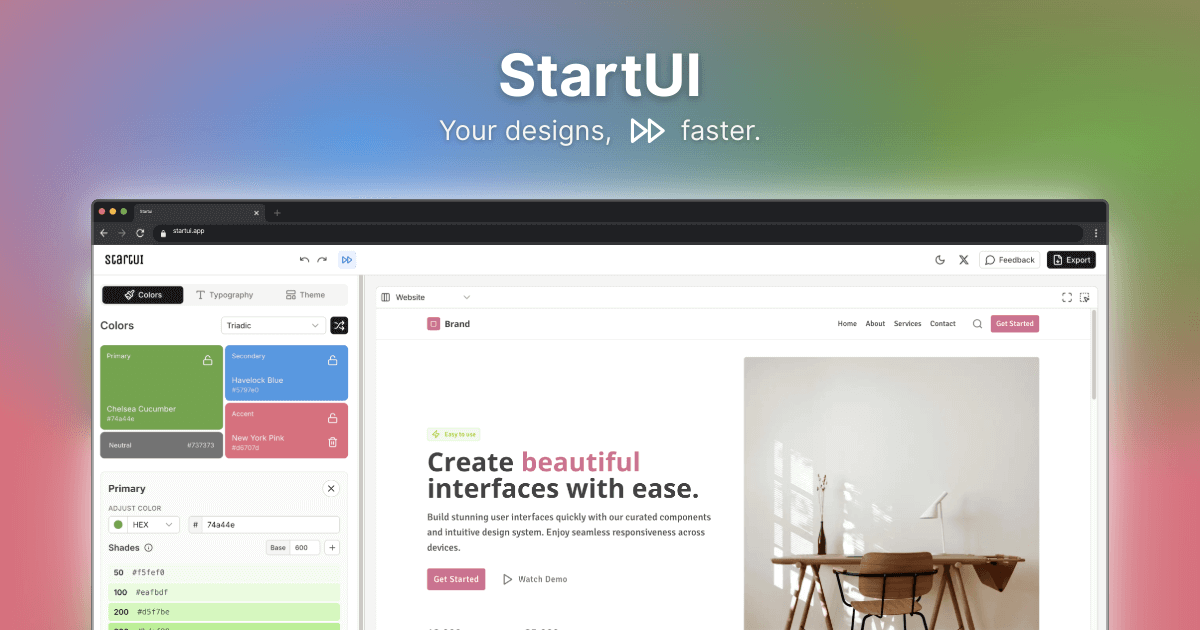StartUI - Free Color Palette & Font Generator for Web Design StartUI - Free Color Palette & Font Generator for Web Design